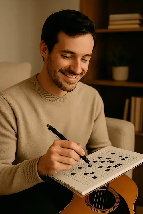 Hombre haciendo actividad lúdica para pasatiempos